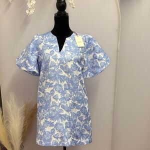 SOLD Entro Blue and White Floral Dress